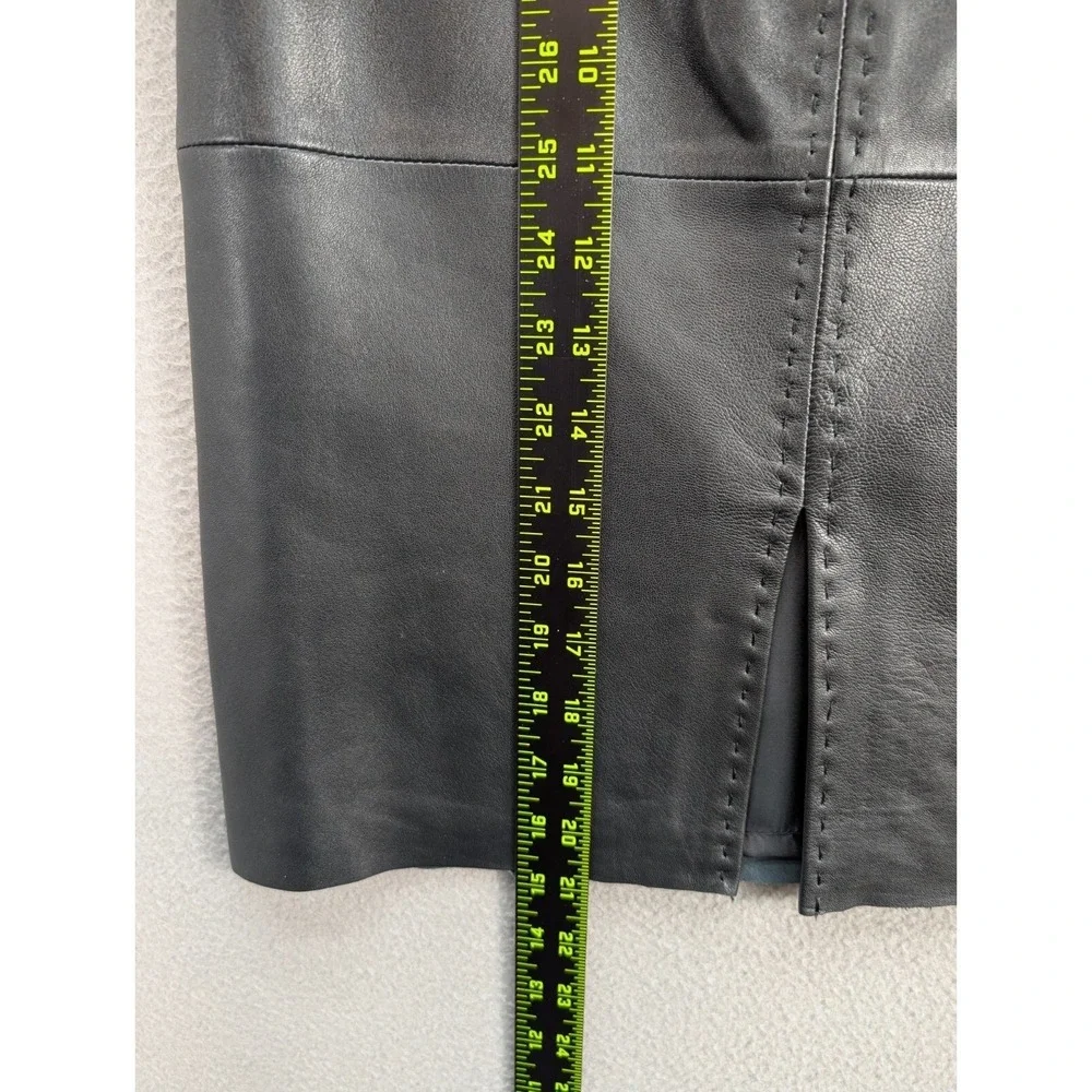 Petite Sophisticate Skirt Women Sz 4 Dark Brown Leather Zip Lined Goth Y2K Chic